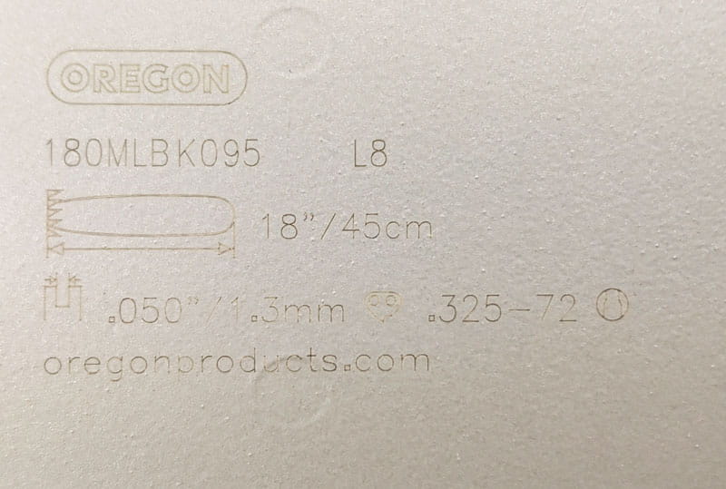 Oznaczenia na prowadnicy Oregon 180MLBK095